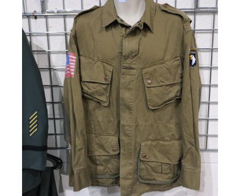 An American post-war tunic, with Airborne embroidered patch, sized 46R. UK P&amp;P Group 2 (£20+VAT for the first lot and £4+