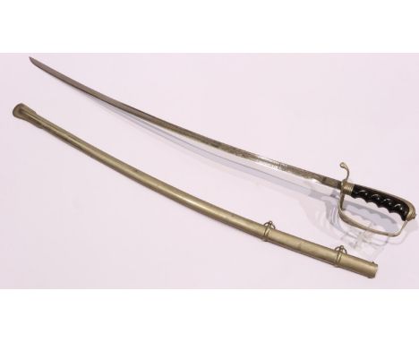 A 20th century Spanish-made parade sword, slim blade with metal scabbard. UK P&amp;P Group 3 (£30+VAT for the first lot and £