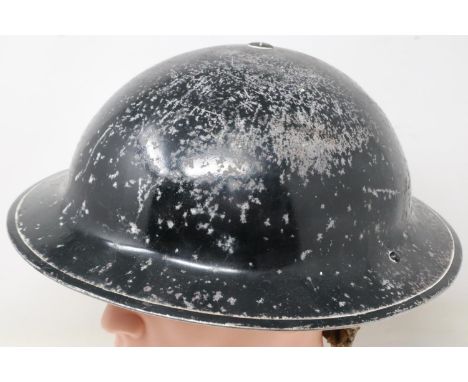 British WWII Home Front services Brodie helmet, enamelled in black, likely police or ARP. UK P&amp;P Group 3 (£30+VAT for the