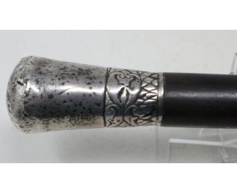 A Victorian parade staff with silver plated pommel. UK P&amp;P Group 2 (£20+VAT for the first lot and £4+VAT for subsequent l