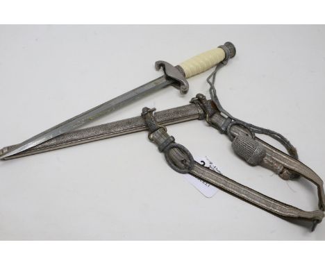 German late-war period Wehrmacht officers presentation or parade dagger with scabbard, ivorine grip, with hanger and sword kn