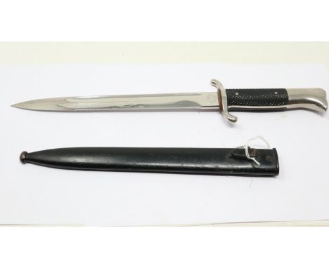 Third Reich post-war replica presentation dagger, with chequered grip and steel scabbard. UK P&amp;P Group 2 (£20+VAT for the