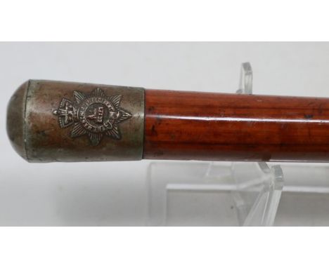 A WWI-II Manchester Regiment parade stick, with silver plated pommel and ferrule on a Malacca shaft. UK P&amp;P Group 2 (£20+