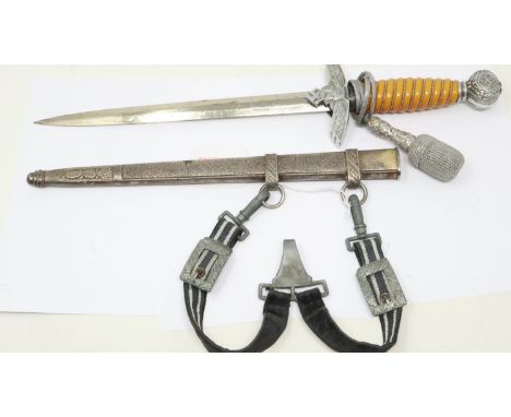 Luftwaffe late-war period (possibly post-war) 2nd pattern presentation or parade dagger and scabbard, with hanger, blade mark