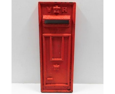 A cast iron reproduction Victorian post box front 27.5in high x 10.5in wide 