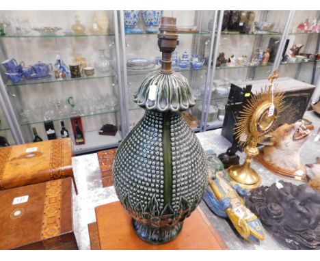 A majolica style lamp base approx. 20in tall 