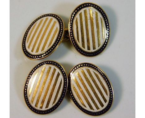 A pair of antique gents 18ct gold enamelled cufflinks 7.5g