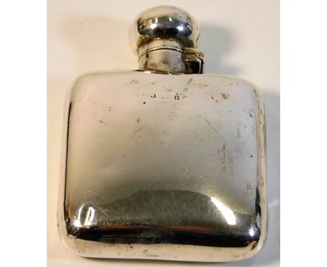 A small antique silver hip flask, rubbed marks 58g 