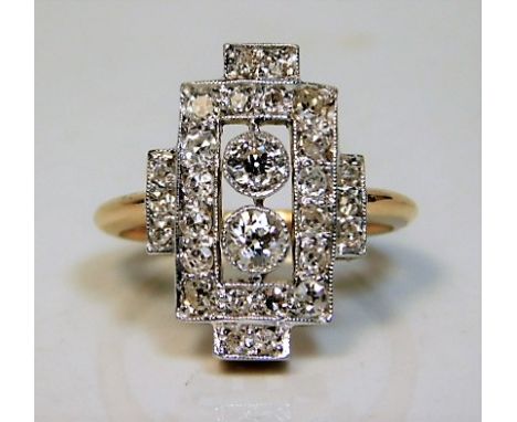 A 1920's 18ct gold art deco ring set with 1ct diamond 5.5g size K