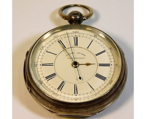 A substantial silver chronograph pocket watch by J. Richardson, Coventry signed also to inside F.W. Reeley &amp; Sons, London