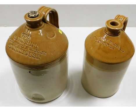 Two stoneware flagons, Vosper, Devonport 12in high &amp; Glencross &amp; Radford, also of Devonport 10.5in high 