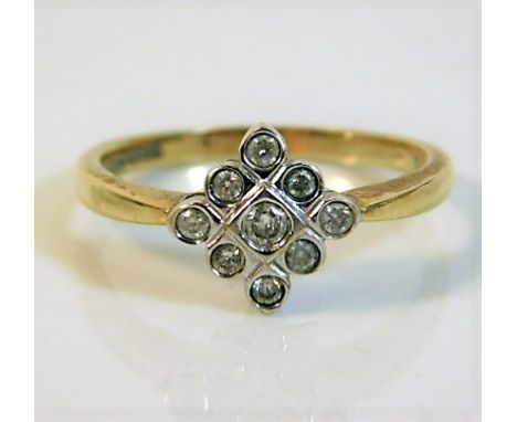 A 9ct gold ring set with 0.2ct diamond 2.3g size Q/R