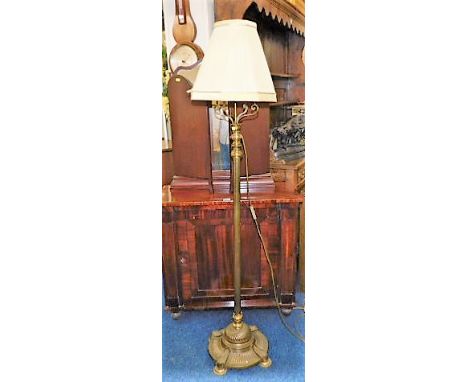 A Victorian brass rise &amp; fall lamp later converted to electricity. Provenance: From Grade II Listed Tregada House, Cornwa