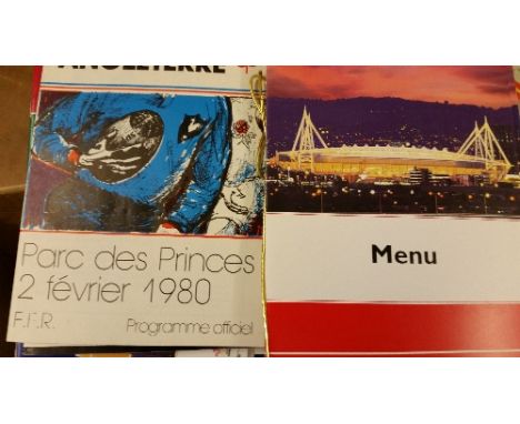 RUGBY UNION, selection, inc. Wales v Scotland (45), menus for 1976, 1982, 1992-2002 & 2006-2010, VIP tickets & invitation car