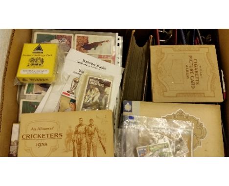 CRICKET, selection, inc. playing cards, Top Trumps, phone cards, Donhead matchbox panels (framed & glazed); cigarette & trade