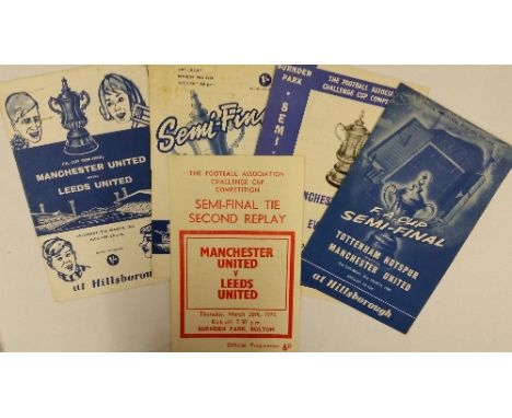 FOOTBALL, Manchester United programmes for FAC & LC Semi-Finals, inc. v Leeds United 1970 2nd replay (4-page issue at Burnden