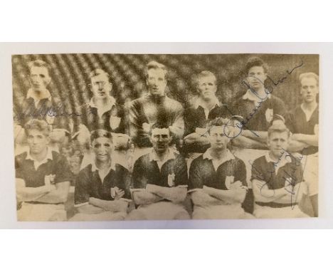 FOOTBALL, signed magazine team photo by Tottenham Hotspur, three signatures inc. Hopkins, Norman & Medwin, laid down to card 