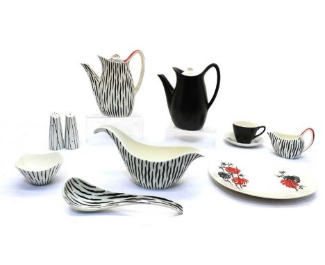 A collection of Midwinter 'Fashion' shape tea and dinner wares,comprising 'Zambesi', 'Nature Study' and 'Swiss Cheese' exampl