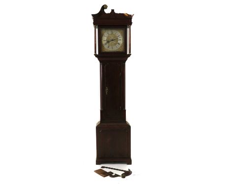 A 30hr longcase clock by Joseph Stancliffe,early 19th century, the square face with circular dial, date and moonphase apertur