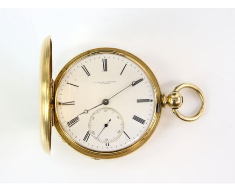 Full Hunter A.Golay-Lerescre pocket watch, white enamel dial with Roman numerals and subsidiary dial, mechanical movement, en