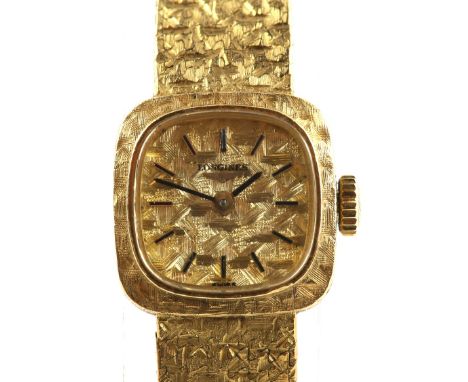 Longines A ladies  Reference 3225.0  gold  dress watch, the signed dial with baton hour markers, and gold hands, fitted  with