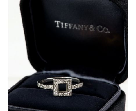 Tiffany &amp; Co diamond ring set in platinum, ring size N 1/2 .     CONDITIONplatinum weight  3.6 gramsinside band signed Ti