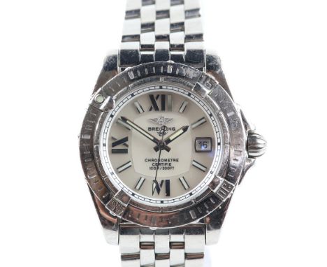 Brietling A ladies reference  A71356 Cockpit Lady wristwatch, the signed white dial with baton and Roman numeral hour markers