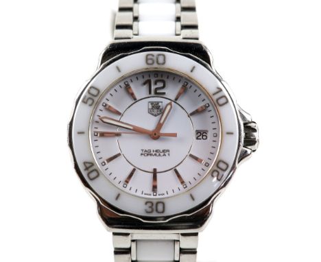 Tag Heuer A Ladies reference WAH1211 Formula 1 wristwatch, the signed white dial with baton hour markers, minute track, date 