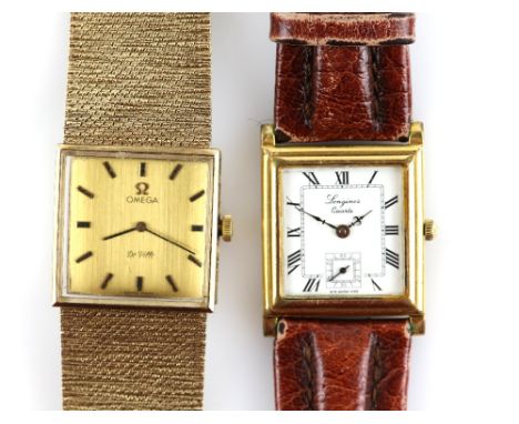 Omega Gentleman's De Ville  reference 1061 Gold De Ville  wristwatch, the signed square dial with baton hour markers, fitted 