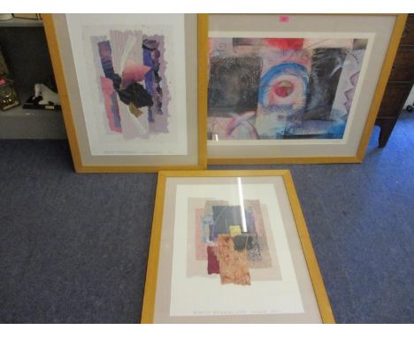 Steve Strickland - Expression, two prints and one other, in light wooden frames 