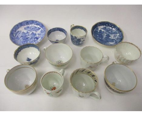 18th and 19th Century teaware to include tea bowls saucers and cups, decorated in blue and white, polychrome enamels and gilt
