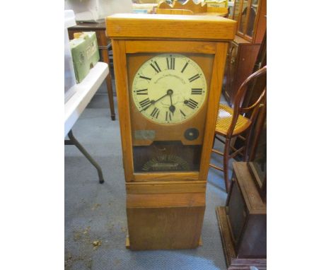 An early 20th century oak cased National Time Recorder clocking in clock A/F 