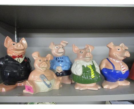 Five Wade china piggy money boxes 