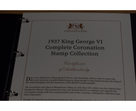 BRITISH EMPIRE, 1937 GVI CORONATION OMNIBUS COMPLETE, 202 STAMPS ALL MINT  Harrington &amp; Byrne folder with complete run of