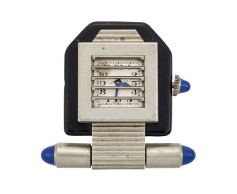 Verger Frères. An Art Deco 'montres à volets' lapel watch The shutter panel activated via a crown, to reveal the square shape