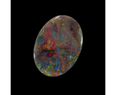 An unmounted oval dark/semi-black opal, 20 x 14 x 4mm, approximately 7.0 caratsProvenance: The Wasserberg collection, by desc