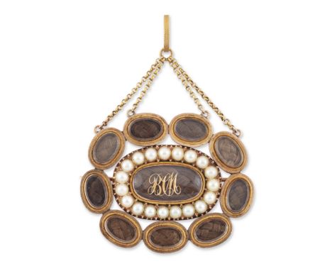 An early 19th century gold, pearl and rock crystal sentimental locket brooch/pendant, pertaining to Charles Cockayne 5th Visc