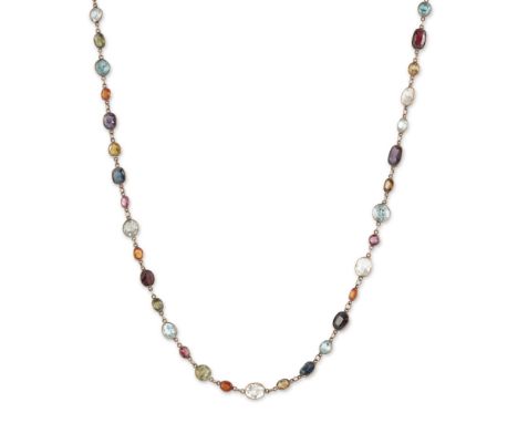 An assorted gemstone rivière necklace, with assorted gemstones to include spinel, zircon, rock crystal quartz, hessonite garn