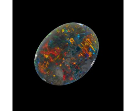 An unmounted oval dark/semi-black opal, 17 x 13 x 4mm, approximately 5.5 caratsProvenance: The Wasserberg collection, by desc