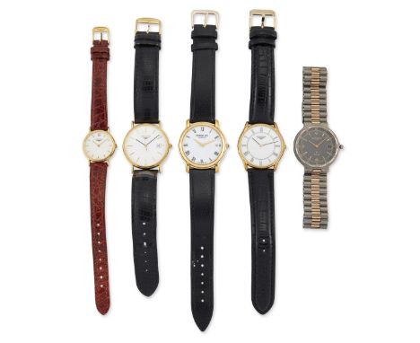 A group of five wristwatches and bracelet watchesComprising: a Longines gold plated quartz Les Grandes Classiques wristwatch,