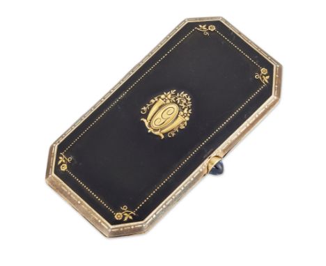 Bolin. A Swedish Art Deco silver gilt and enamel cigarette case, the rectangular cut cornered case of black frosted enamel wi