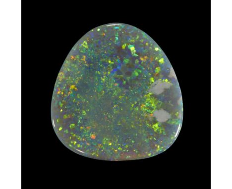 An unmounted pear shaped dark/semi-black opal, 25 x 23 x 3mm, approximately 13.9 caratsProvenance: The Wasserberg collection,