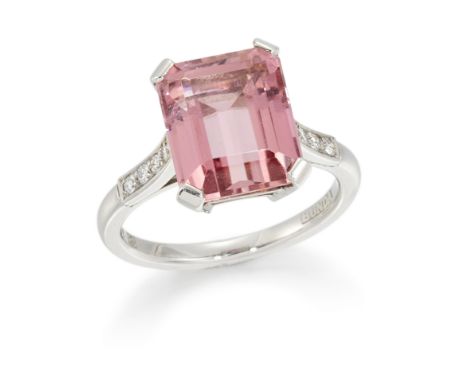 Bunda. A pink tourmaline and diamond ring, an octagonal pink tourmaline, approximately 11 x 9mm, with a stated weight of 5.41