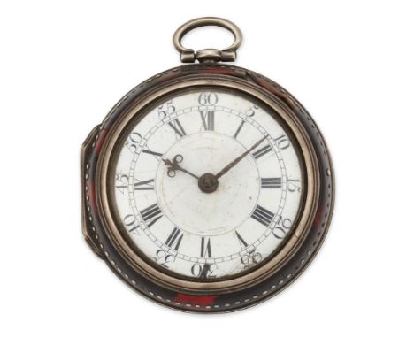 Charles Clayton, London. A mid 18th century silver and tortoiseshell pair case pocket watch&nbsp;London hallmark for 1762Gilt