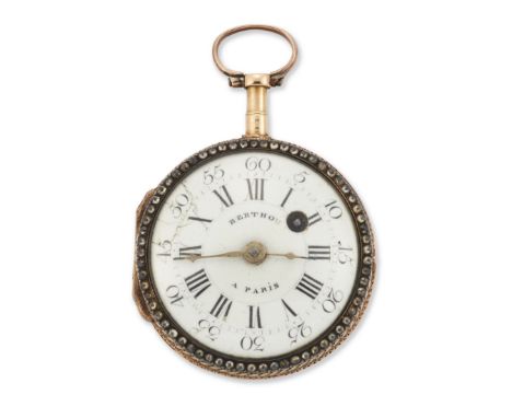 A 19th century three colour gold open face pocket watch, spuriously signed Berthou[d] [sic], Paris&nbsp;Gilt full plate movem