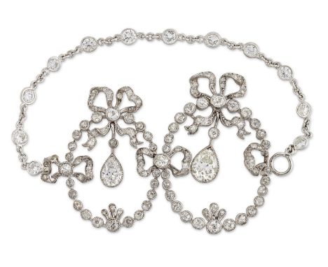 A Belle &Eacute;poque diamond set mount, probably for a necklace, comprising two articulated old brilliant cut diamond oval o