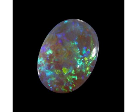 An unmounted oval crystal opal,&nbsp;20 x 15 x 7mm, approximately 11.6 caratsProvenance: The Wasserberg collection, by descen
