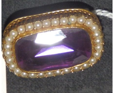 An amethyst &amp; pearl set brooch