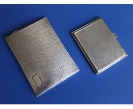 An engine turned silver cigarette case – Birmingham 1929 and one other (2)