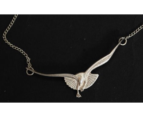 A silver ladies vintage 925 Art Nouveau seagull pendant and necklace chain. Total weight 5.6g